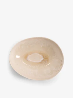 Assiette creuse beige a effet