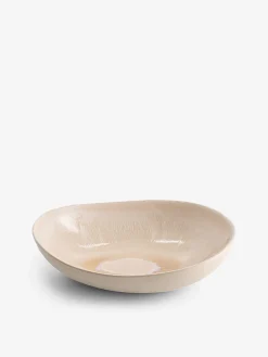 Assiette creuse beige a effet