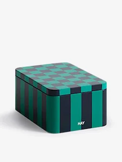 Boite en metal vert et bleu - hay