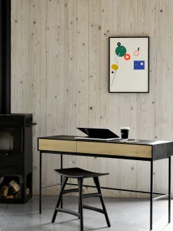 Bureau blackbird 2 tiroirs chene verni - ethnicraft