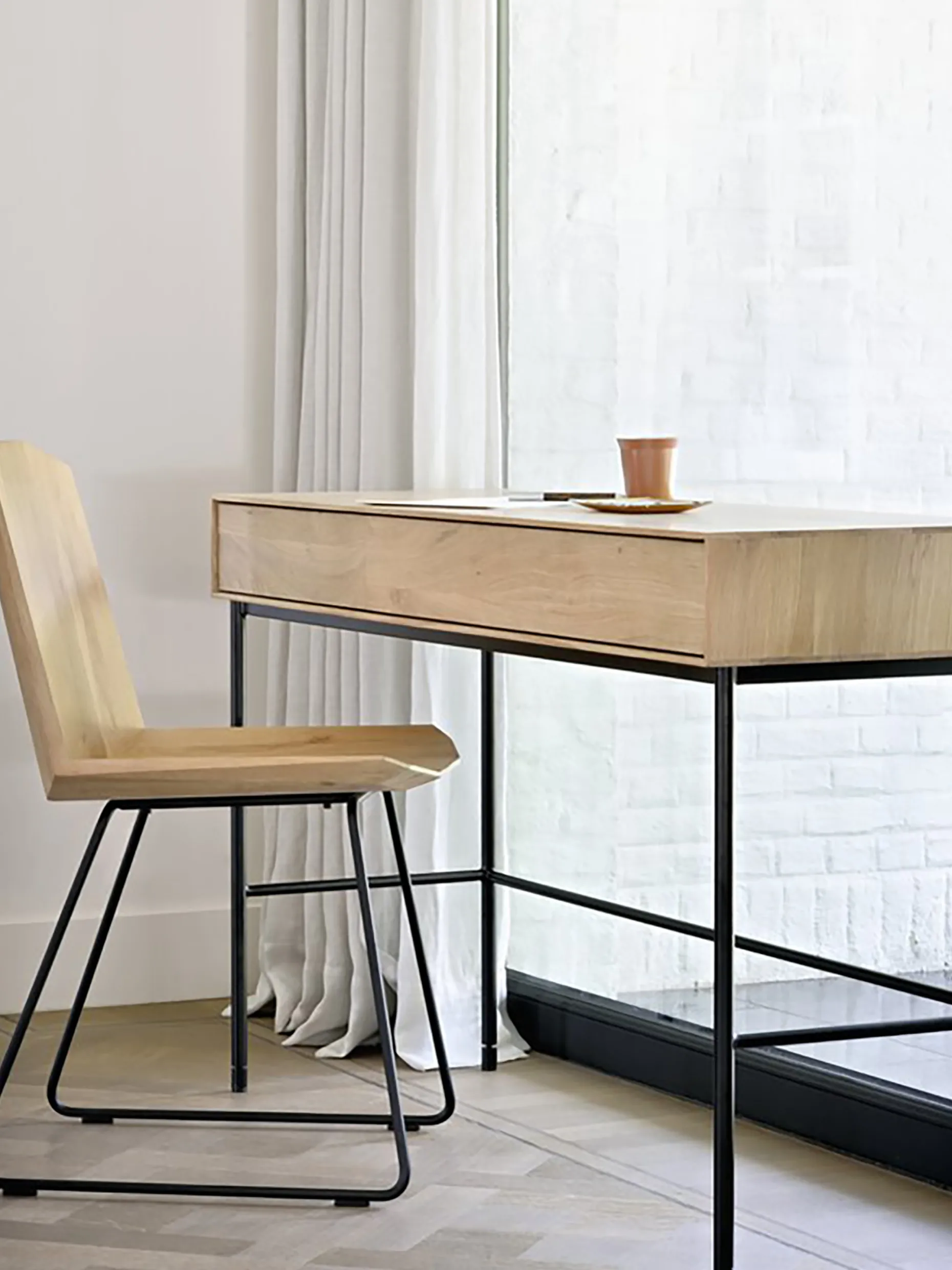 Bureau whitebird 2 tiroirs chene massif - ethnicraft