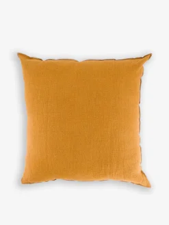 Coussin vintage lin mb jaune 45x45