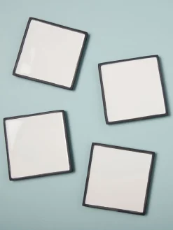 4 dessous de verre croki blanc et noir -...