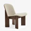 Fauteuil chisel noyer et coton blanc