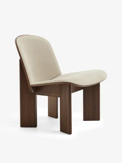 Fauteuil chisel noyer et coton blanc