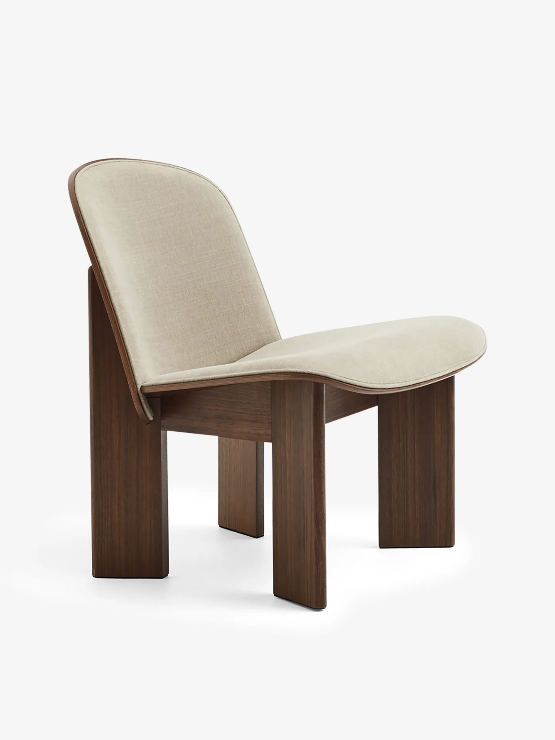 Fauteuil chisel noyer et coton blanc