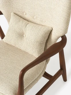 Fauteuil peggy bois ecru chine - polspotten