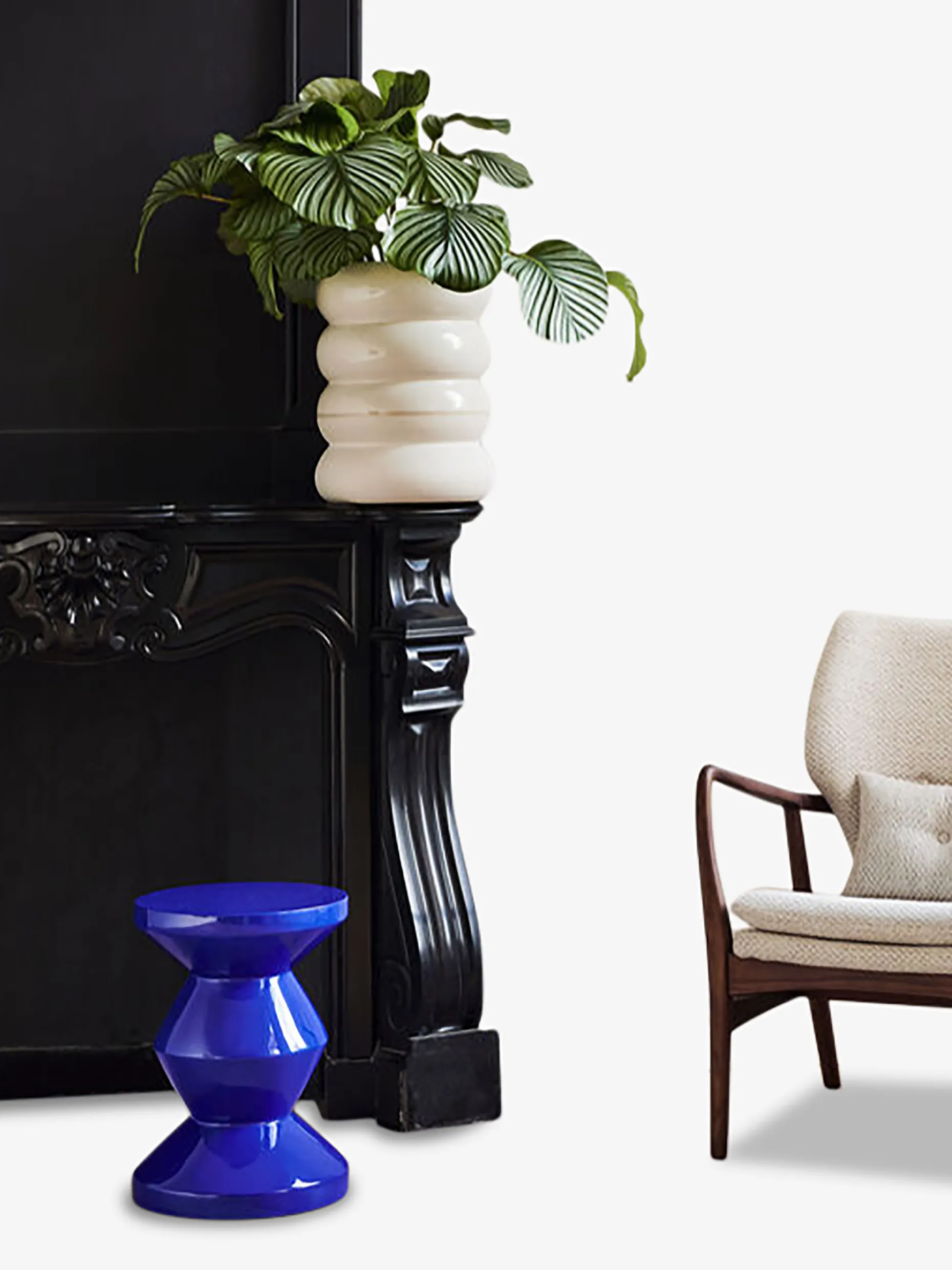 Fauteuil peggy bois ecru chine - polspotten