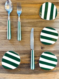 Fourchette paul rayure vert - opjet