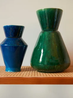 Grand vase vert a effet 21x34.5 cm