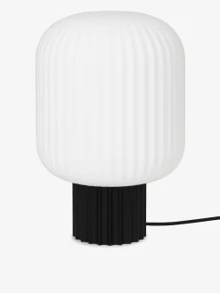 Lampe opaline striee base noire 20x30 e1...