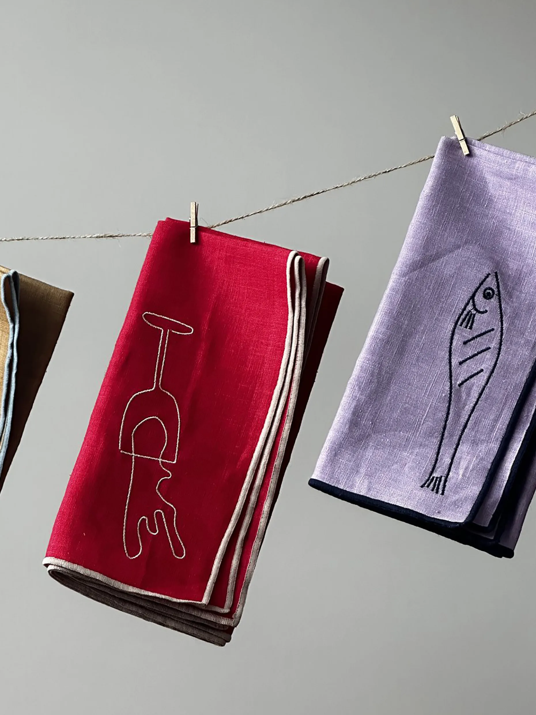 Lot de 2 serviettes fish violet - the eclectic lifestyle