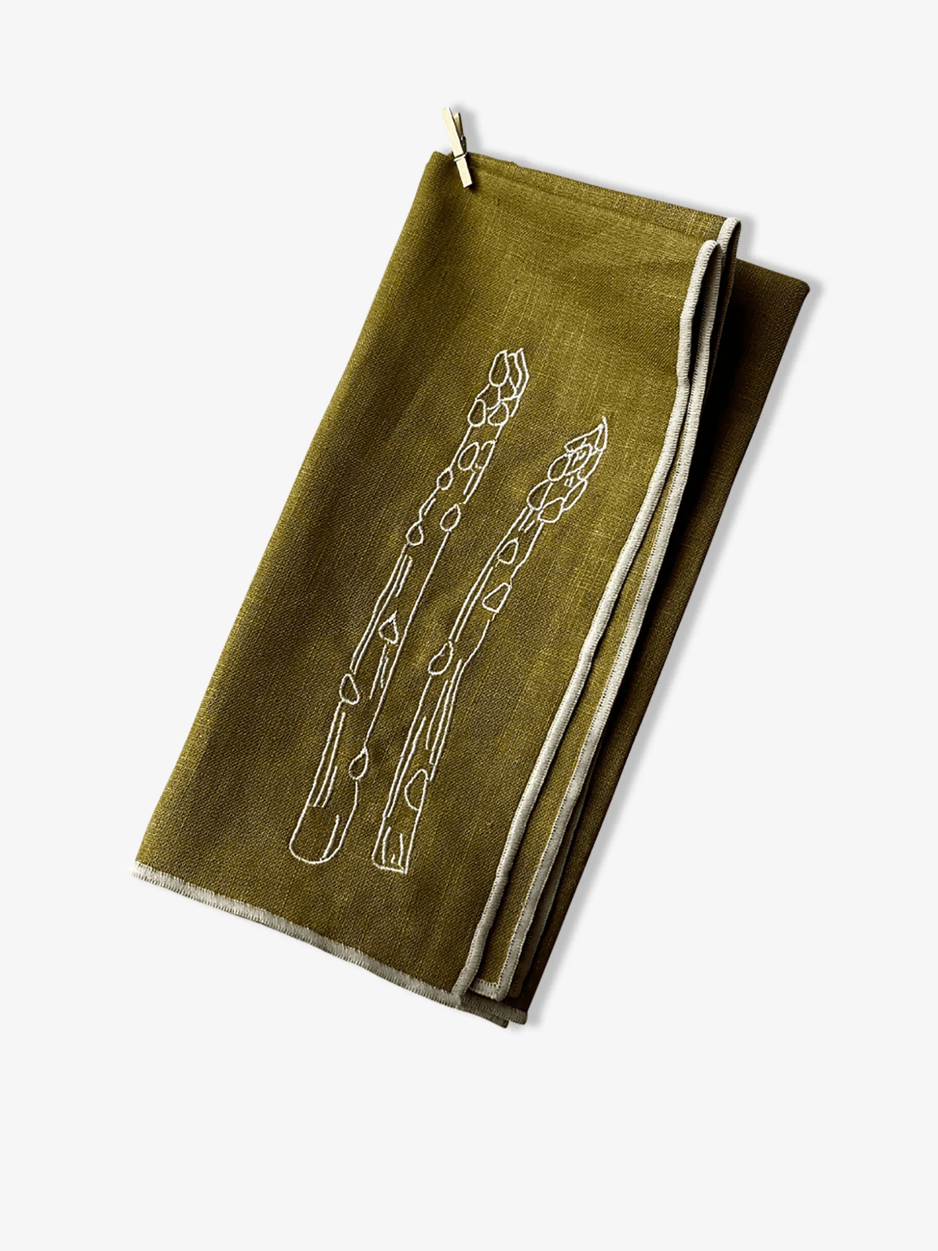 Lot de 2 srviettes asperges kaki - the eclectic lifestyle