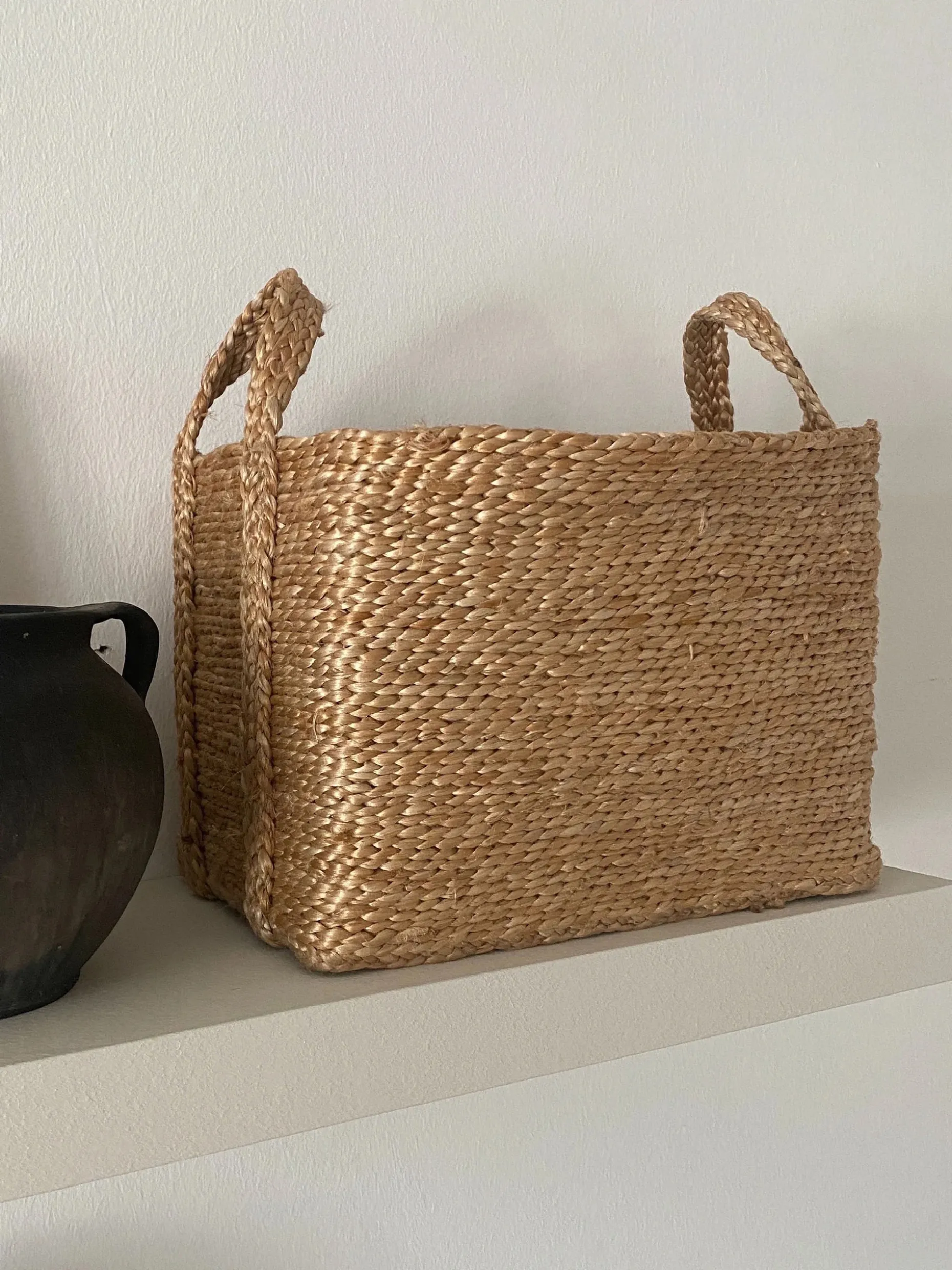 Panier jute m 30x45x30cm - reve vert