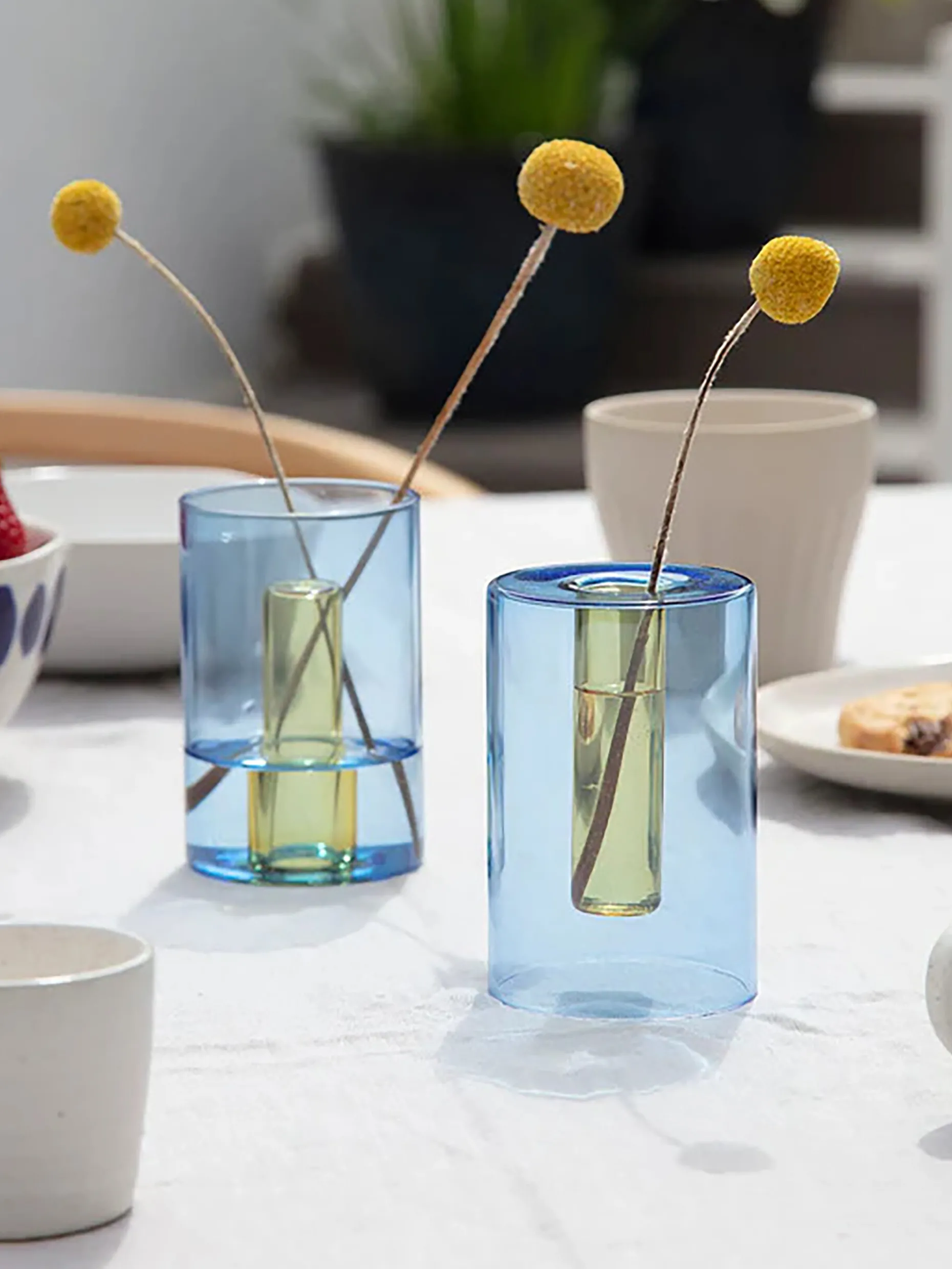 Petit vase reversible bleu/jaune - block...