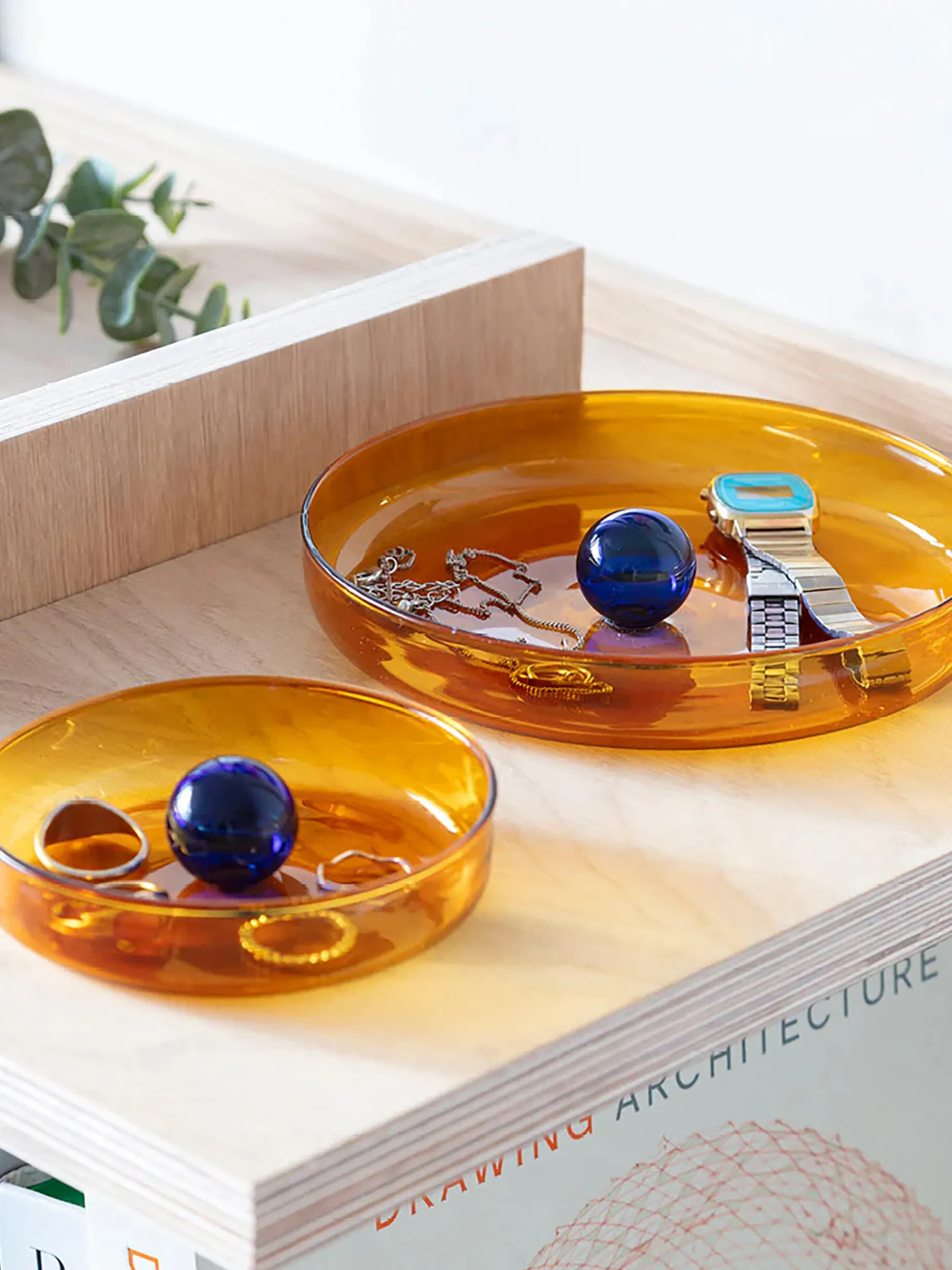 Petit vide poche bubble ambre/cobalt - b...