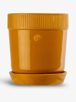 Pot plante m gres moutarde gres 17x19cm ...