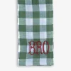 Serviette brodee brother coton vert - bi...