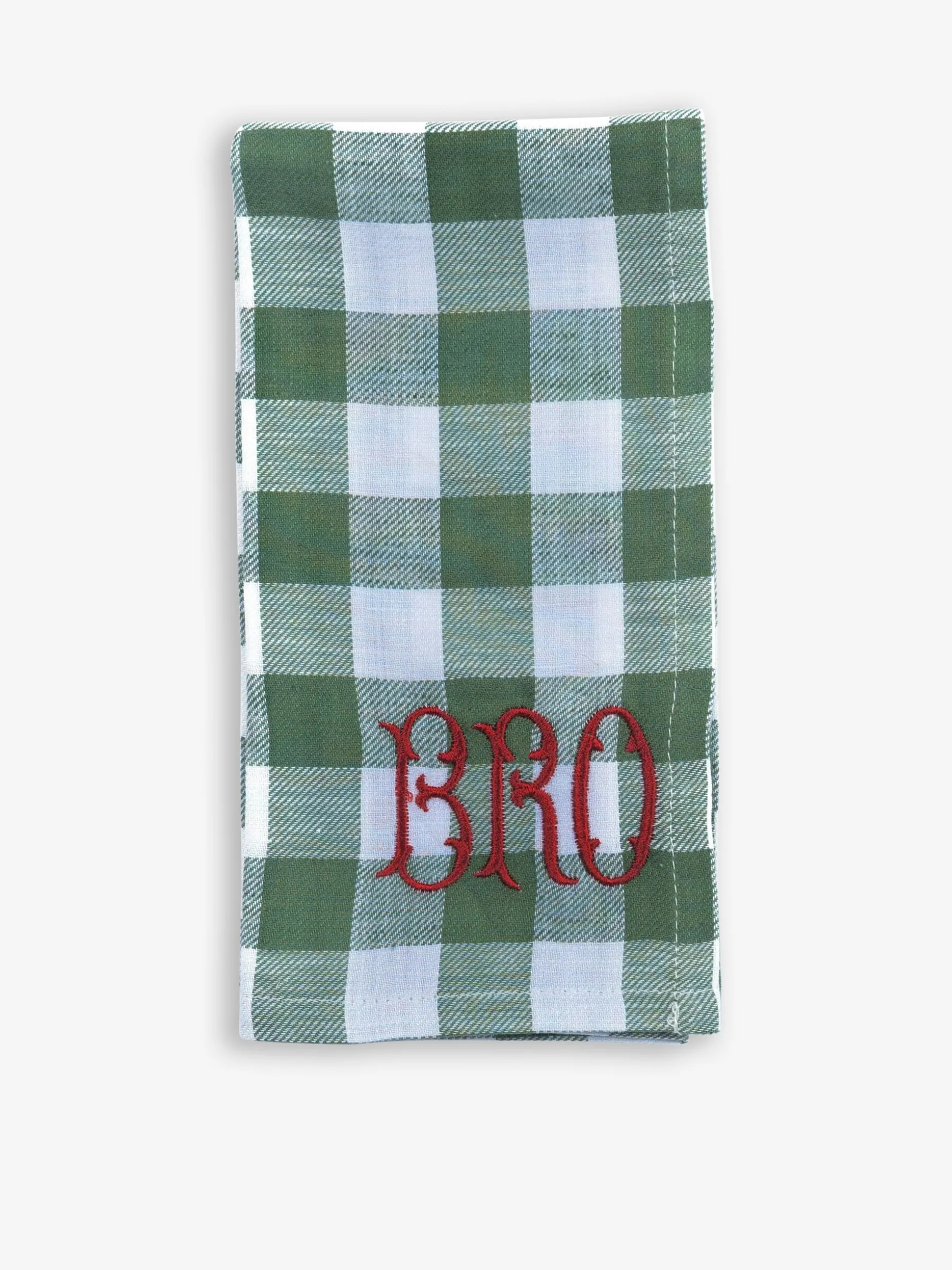 Serviette brodee brother coton vert - bi...