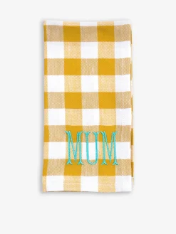 Serviette brodee mum coton jaune - bitos...
