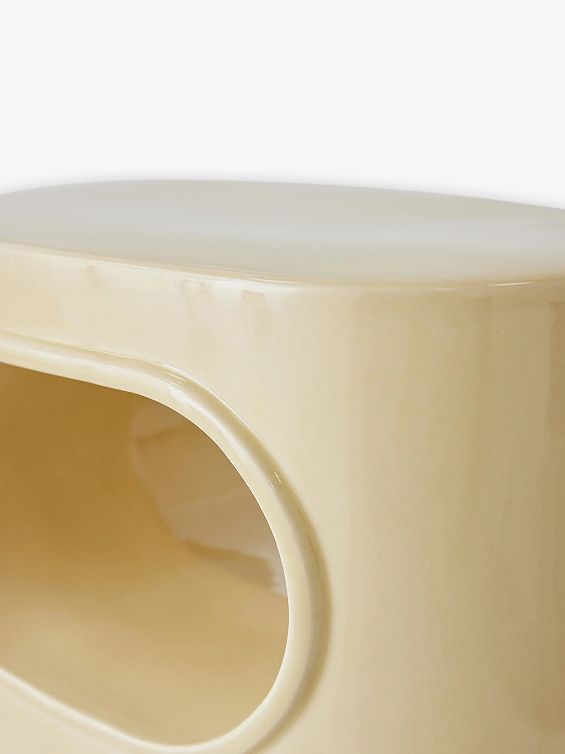 Table d'appoint space ceramique emaillee creme - hk living