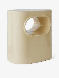 Table d'appoint space ceramique emaillee creme - hk living