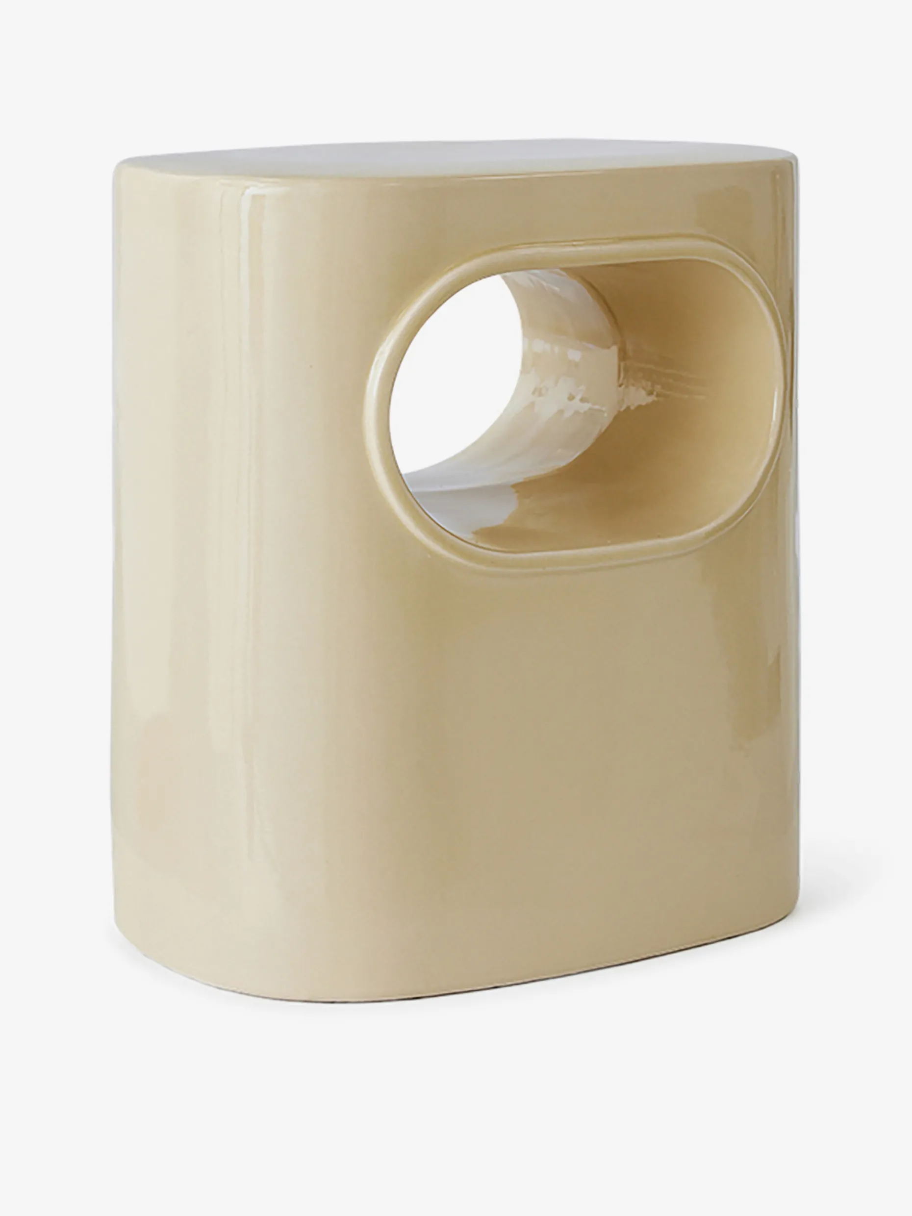 Table d'appoint space ceramique emaillee creme - hk living