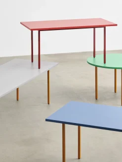 Table rectangulaire two-colour muller van severen bleu pied ocre l200cm - hay