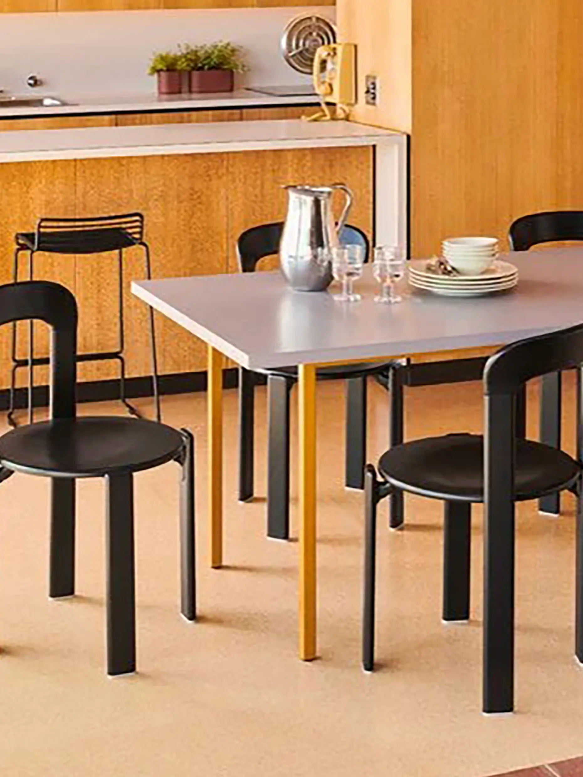 Table rectangulaire two-colour muller van severen gris pied ocre l200cm - hay