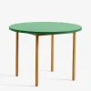 Table ronde two-colour muller van severen vert pied ocre d105cm - hay