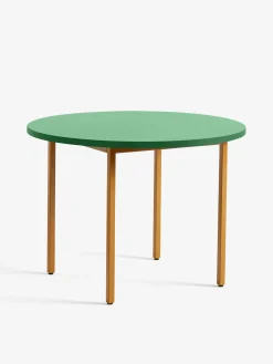 Table ronde two-colour muller van severen vert pied ocre d105cm - hay