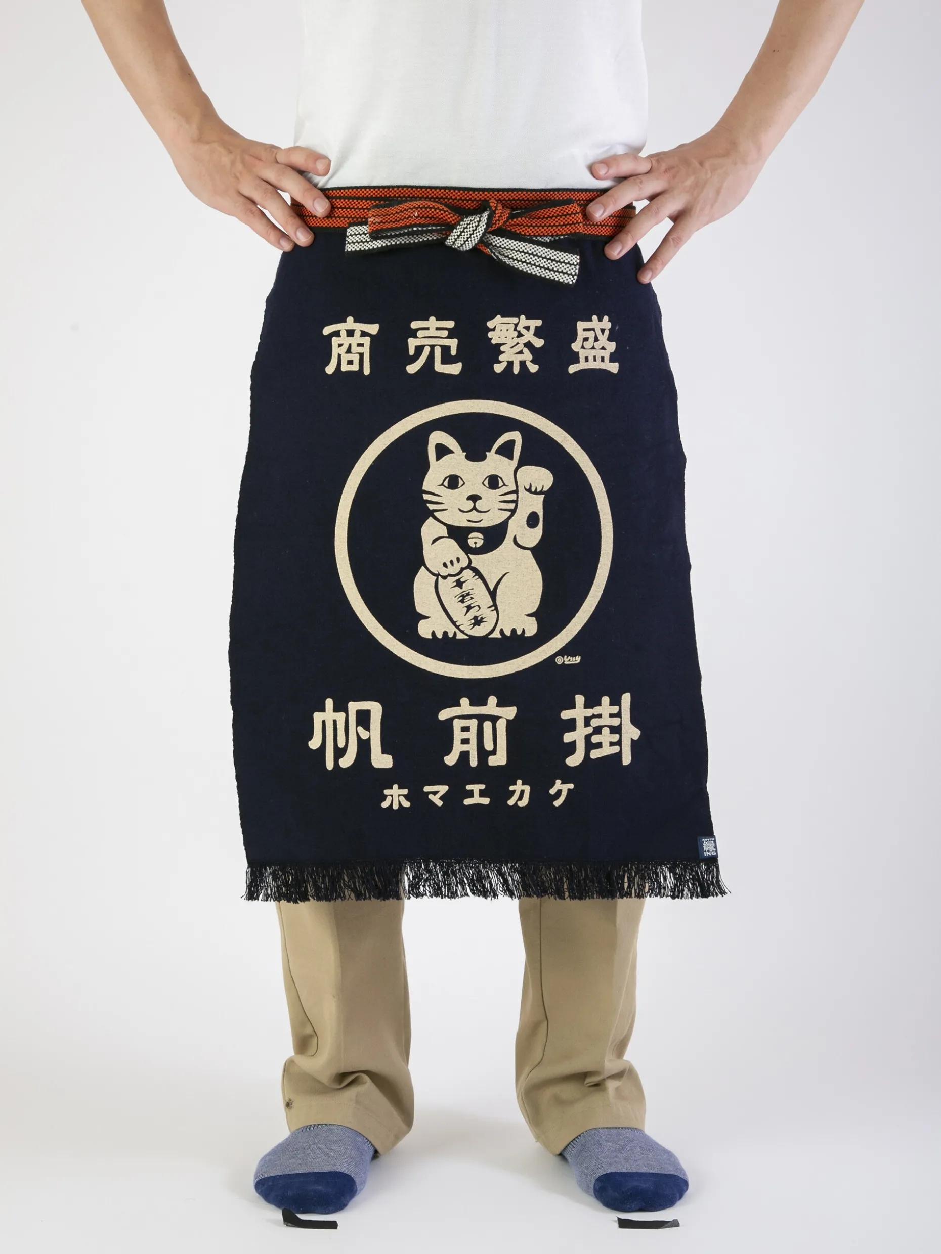 Tablier de cuisine japonais maekake lucky cat - anything
