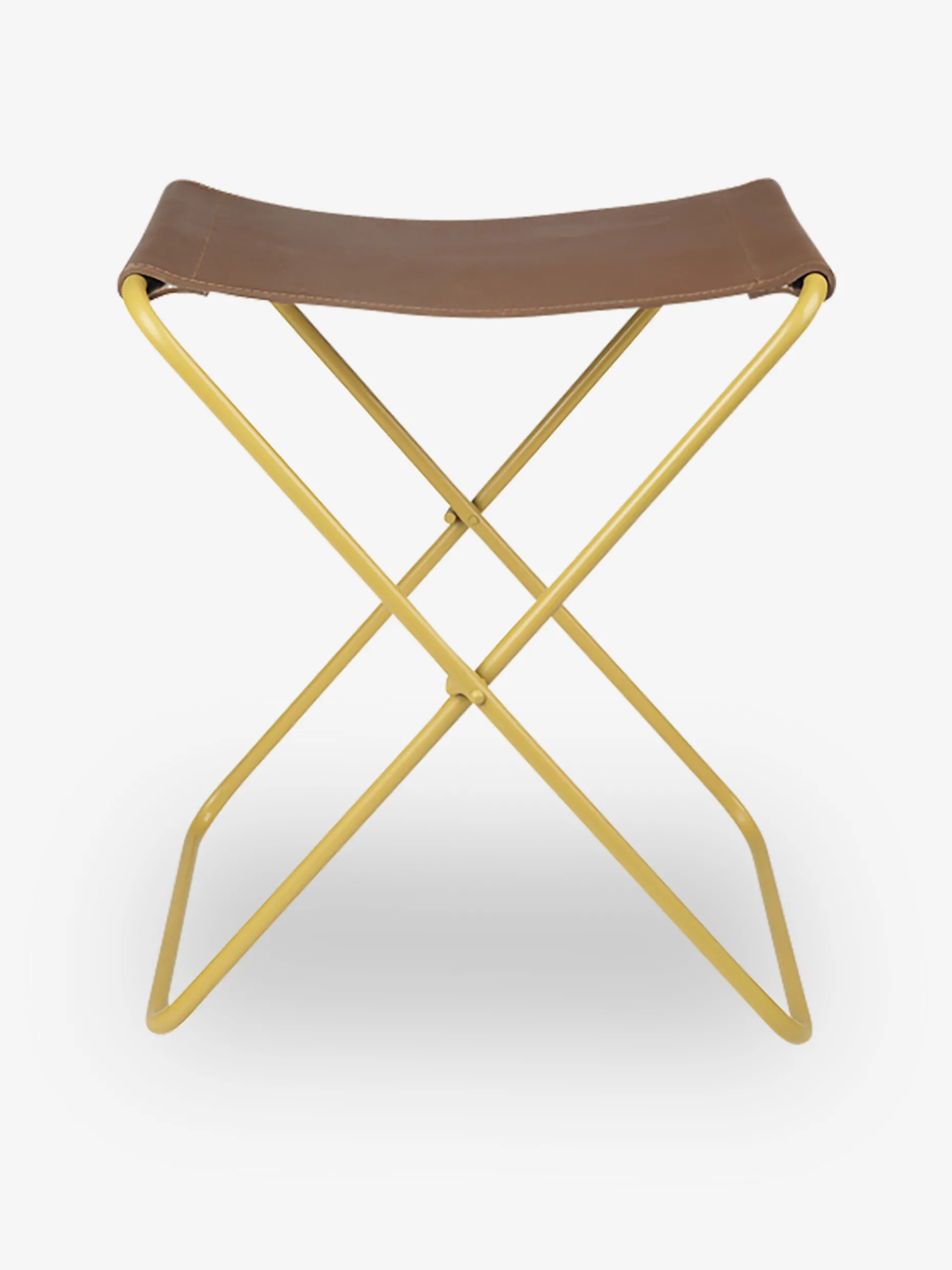 Tabouret pliable nola cuir acier jaune - broste copenhagen