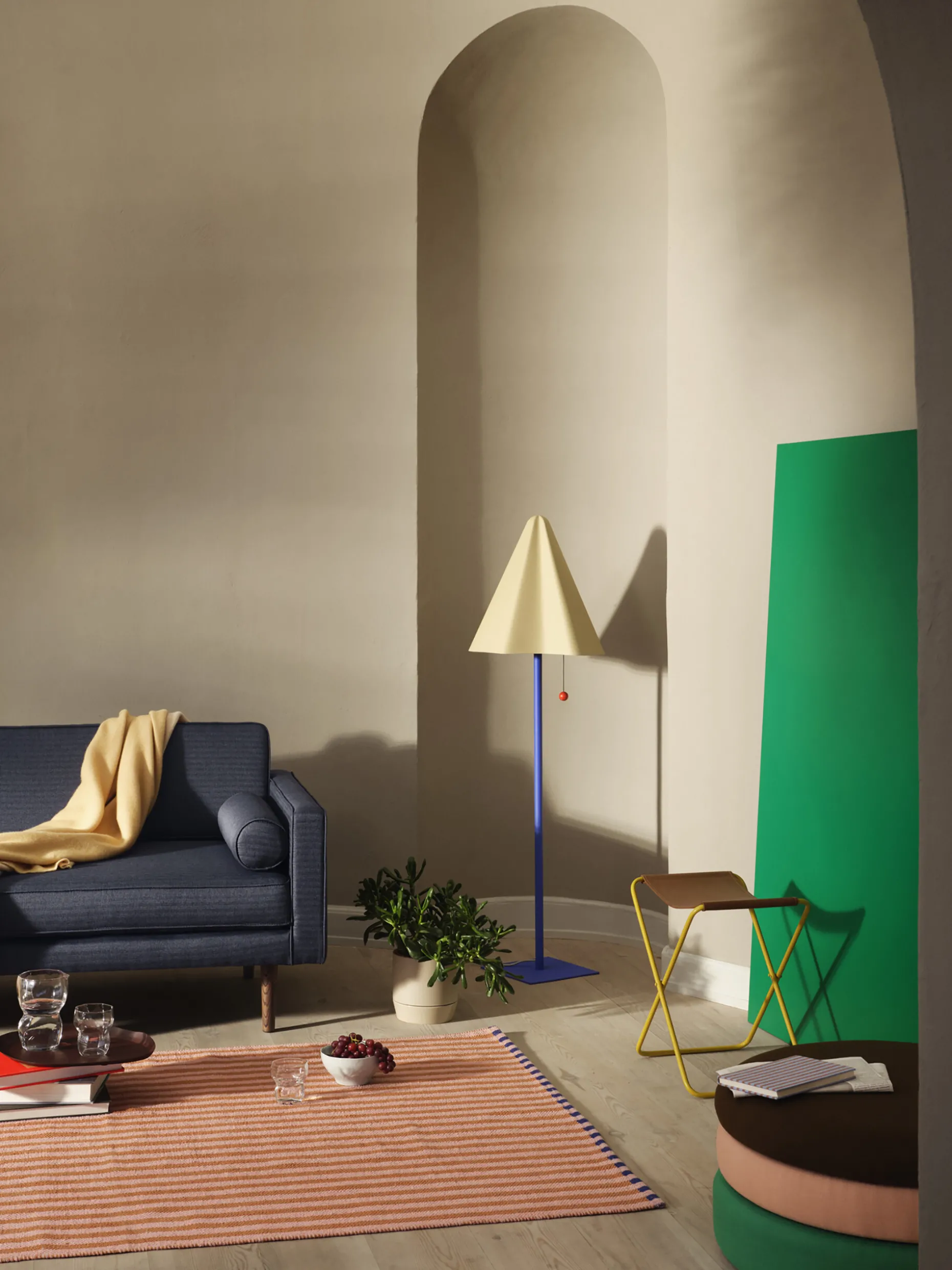 Tabouret pliable nola cuir acier jaune - broste copenhagen