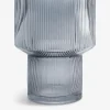 Vase strie gris m