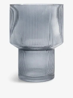 Vase strie gris m
